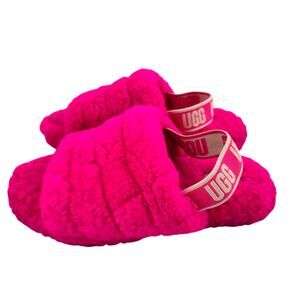 UGG Fluff Yeah big kid's pink slide sandal logo strap size 3